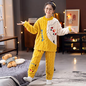 Automne hiver chaud flanelle pyjamas pour garçons filles jaune décharge souris Anime haut <span class=keywords><strong>Cora</strong></span> velours costume pour famille maison vêtements - Product Image 6