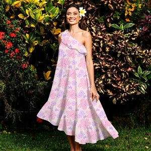 Vestido Maxi de un Hombro para Mujer, Estilo Tropical, Tendencia 2026, Elegante, Diseño Personalizado ODM, Estampado Floral Hawaiano, Vestido Casual de Verano para Dama - Product Image 3