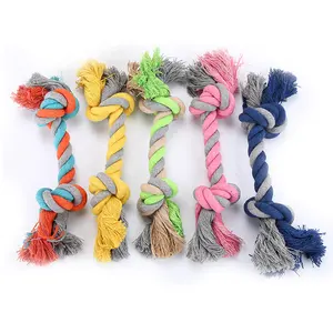 Interactive Tug Rope Dog Toys Multi Color Cotton Pet Dog Toy Rope Grinding Teeth Dog Knots Cotton Rope Chew Toy