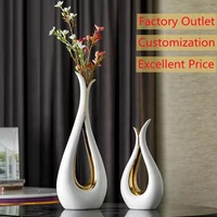 Yuyang lumière luxe mode unique or blanc fleurs en céramique petit Vase porcelaine bureau décoration de la maison Vases pour salon