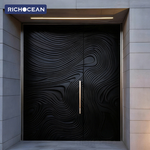 Porte d'entrée extérieure en aluminium insonorisée RICHOCEAN pour villa de luxe, sculptée en 3D, <span class=keywords><strong>antivol</strong></span>, en vente - Product Image 3