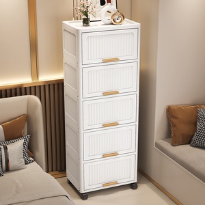 <span class=keywords><strong>Armoire</strong></span> <span class=keywords><strong>de</strong></span> rangement mobile à tiroirs en plastique <span class=keywords><strong>de</strong></span> 40-50 cm <span class=keywords><strong>de</strong></span> large, 5 niveaux <span class=keywords><strong>multi</strong></span>-usages pour salle <span class=keywords><strong>de</strong></span> bain, <span class=keywords><strong>cuisine</strong></span>, jouets, collations - Product Image 2