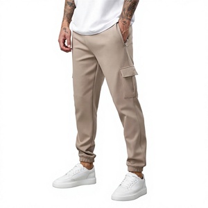 Ensemble de survêtement beige à capuche pour homme, manches longues, couleur unie, tenue décontractée de jogging avec poches latérales, coupe régulière, pour l'automne - Product Image 5
