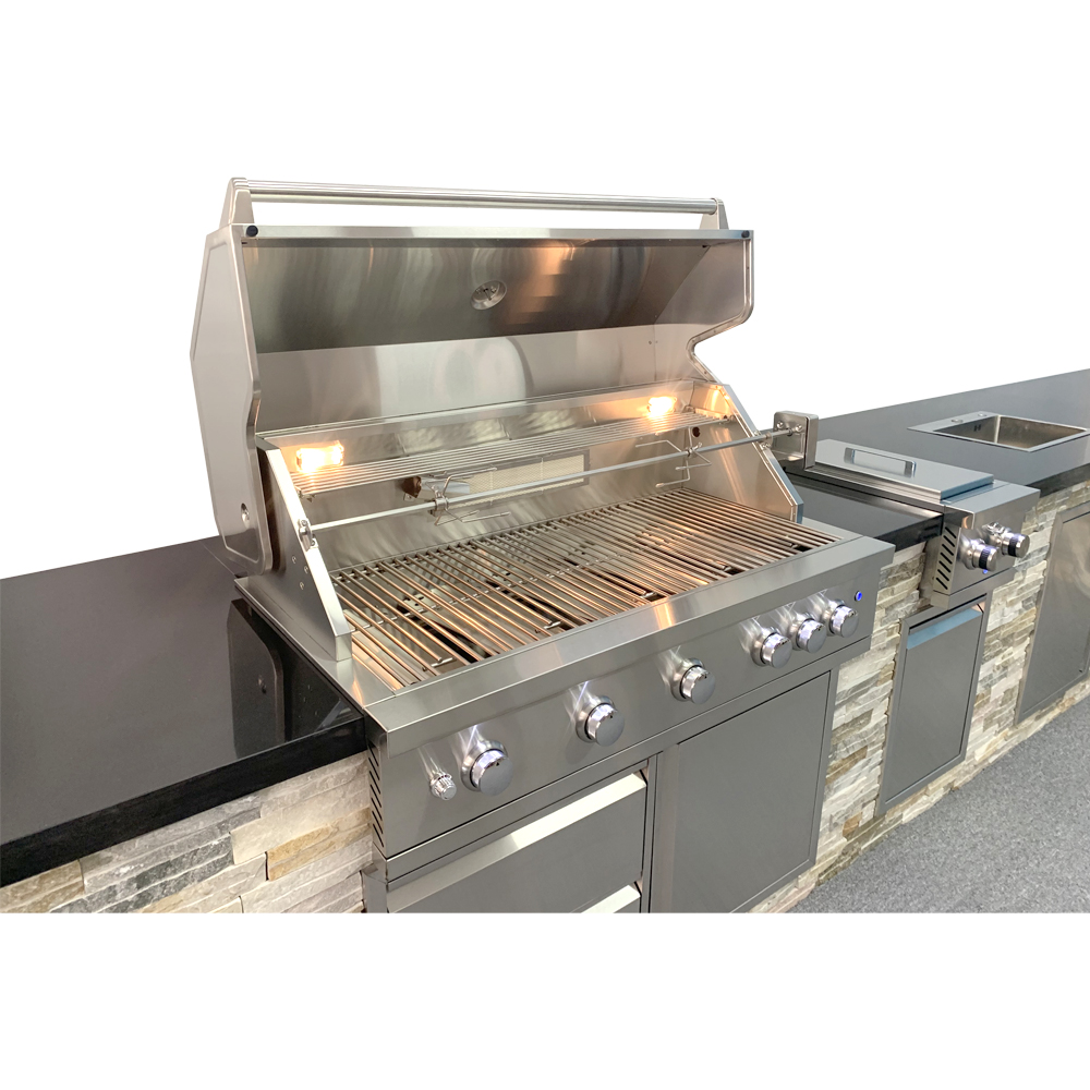 Ngoài Trời Bếp BBQ Đảo Thép Không Gỉ Được Xây Dựng Trong 5 Burner Gas Grill