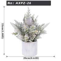 Décoration de table de Noël en pot miniature, en gros, avec des plantes artificielles givrées argentées scintillantes (hollw, eucalyptus, pin)