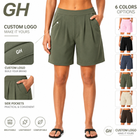 GH Wholesale Short de cycliste brossé pour femme, taille haute, anti-transparence, séchage rapide, pour la course, la gym, le fitness, l'entraînement et le yoga