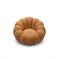 Fauteuil Minimaliste en Tissu Bouclé avec Accents de Pétales de Fleurs, Chaise Simple et Confortable pour Appartement, Salon ou Chambre à Coucher – Vente en Gros