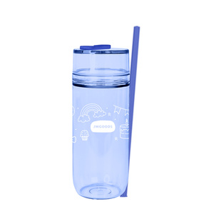 Adorable gobelet réutilisable transparent à 2 niveaux pour café et boissons froides, 370 ml, avec paille, en Ecozen, pour boissons rafraîchissantes - Product Image 3