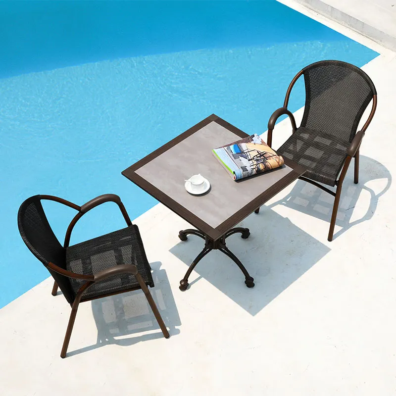 Tavolo da pranzo in ceramica per mobili da giardino in stile moderno nero KD produttore cinese in vendita