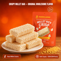 Barre croustillante de millet et riz halal en gros, collation de céréales anciennes 150g, fournisseur d'usine OEM ODM en vrac