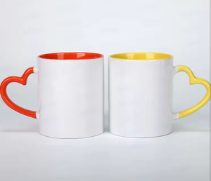 11oz Heart Rim Handle Color Blanks <b>Enamel</b> Coffee Mug Sublimation Mugs Supplier Wholesale - Product Image 1