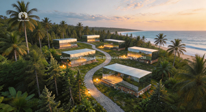 Casa Prefabricada Modular de Lujo, Diseño de Villa Hotel Móvil, con Acristalamiento y Acero, Moderna, con Solárium y Cápsula para Dormir - Product Image 2