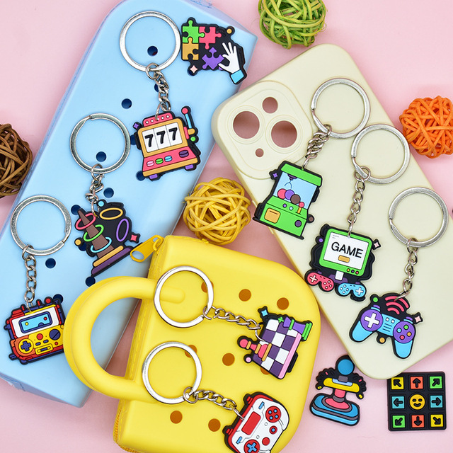 Cartoon Game Console Controller Keychain Pendant PVC Soft-Rubber DIY Backpack Charm for Gift