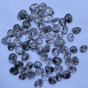 Pierres précieuses en quartz rutilé noir naturel de 10 mm et 20 mm, taille libre, coupe rose Polki, certifiées IGI pour la création de bijoux - Product Image 3