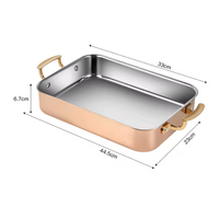 Plateau de service commercial en acier inoxydable 304, plaque de cuisson rectangulaire antiadhésive pour hôtel, buffet, restauration, banquet