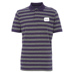 Polo rayé pour homme, manches courtes, coupe classique, tricoté, décontracté, en coton, motif imprimé - Product Image 1