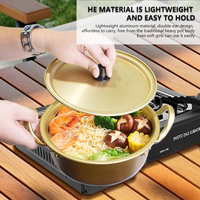 Marmite à ramen style drama coréen, ensemble de marmite à soupe en aluminium jaune à chauffage rapide avec couvercle, cuillère et baguettes, ustensiles de cuisine