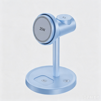 JEDI 2026 Nouvelle station de charge sans fil 3-en-1 refroidie par air .2 |   Chargeur magnétique rapide 25W, support de téléphone avec lumière d'ambiance nocturne pour PC