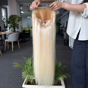 Directo de Fábrica, Peluca de Cabello Humano Rubio 613 de 24 Pulgadas, Lisa, con Frontal de Encaje HD 13x6, Pre-Desplumada, Puede Reestilizarse - Product Image 2