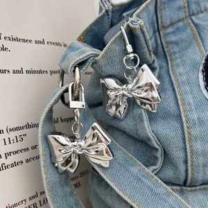 Korean Ins Creative Heart Keychain New Bow Tie <b>Acrylic</b> Decorative Pendant Rechargeable Metal Keychain - Product Image 1