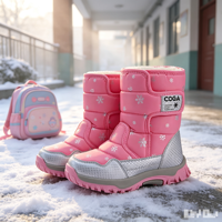 Bottes de neige mi-mollet pour femme, noires, roses, violettes, hiver, thermiques, pour la ville, les trajets quotidiens, extérieur, imperméables, dessus en peau de mouton, amortissantes