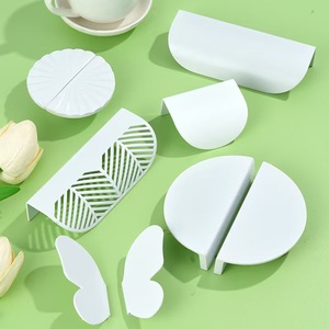 Hot Sale Solid Brass White Handles for Kitchen Cabinets Leaf Style Butterfly Half Moon Drawer Handle Furniture <strong>Knobs</strong> - Product Image 1