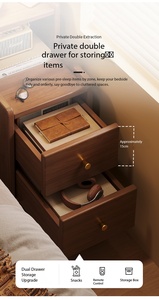 Nuovo Comodino in Stile Cinese con <span class=keywords><strong>2</strong></span> Cassetti e Ripiano Aperto, Tavolino da Notte Ecologico per Camera da Letto con Porta di Ricarica - Product Image 4