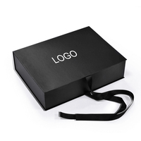 Caja de Regalo Magnética de Lujo en Blanco y Negro con Logotipo Personalizado, para Pelucas, Cepillos para el Cabello y Extensiones, con Forro de Satén