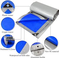 Bâche en polyéthylène argentée/bleue imperméable et résistante aux UV de 8x10 pieds, 5 mil, double face, multi-usages, avec œillets métalliques et bords renforcés