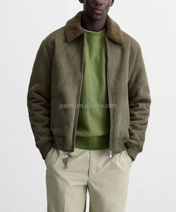 Custom Activewear <strong>Suede</strong> Leather <strong>Jacket</strong> High Quality Luxury Zip up Sherpa Lining <strong>Jacket</strong> for <strong>Men</strong> - Product Image 1