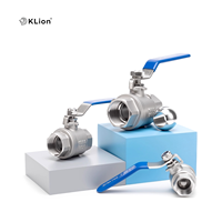 Válvula de Bola Manual de Acero Inoxidable 304/316 para Gas Natural, Agua y Petróleo, Roscada, de Dos Piezas, con Orificio Estándar Completo, OEM, Marca Klion