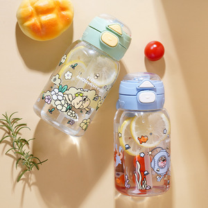 ขวดน้ำเด็กพร้อมหลอดดูด ฝาเปิดแบบพลิกขึ้น ลายการ์ตูน ปลอดสาร BPA ผลิตจากพลาสติก สำหรับเด็กนักเรียน - Product Image 3