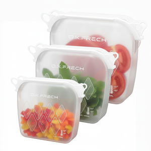 Sac de conservation alimentaire en silicone réutilisable, hermétique, résistant au micro-ondes, personnalisable, pour la cuisine, <span class=keywords><strong>sous</strong></span> <span class=keywords><strong>vide</strong></span> - Product Image 1