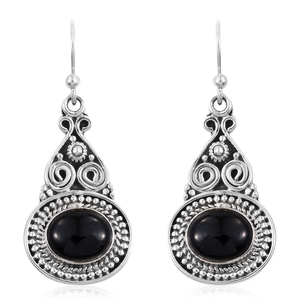 Pendiente de Plata de Ley 925 con gema de ónix negro Natural, abalorio hecho a mano con pendiente bohemio - Product Image 4