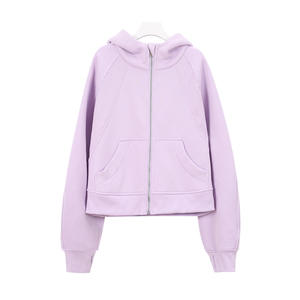 (Fuori produzione) Felpa sportiva da <span class=keywords><strong>donna</strong></span> con zip intera, cardigan in pile con cerniera per giacca, abbigliamento yoga, colletto abbottonato - Product Image 4