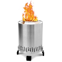 Poêle à granulés de bois poli portable pour intérieur/extérieur, barbecue de camping, foyer sans fumée, installation facile pour patio et jardin