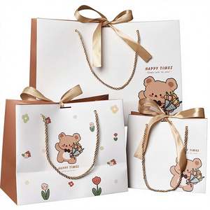 Bolsa de Regalo para el Día del Niño con Asa de Cuerda de Estilo Clásico, Cinta de Papel Kraft Personalizable para Empacar Dulces - Product Image 1