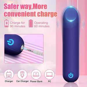 미니 USB 충전식 불렛 바이브레이터 10가지 진동 모드 립스틱 모양 G스팟 자극 클리토리스 휴대용 바이브레이터 커플 플레이용 - Product Image 5