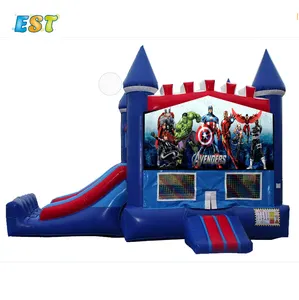 New design commercial kids outdoor game popular family use Avengers Bounce House With Slide