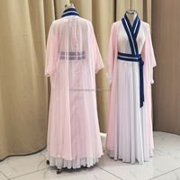 Traje de Danza Clásica China Estilo Hanfu de Gasa Rosa para Mujer, Atuendo para Espectáculos y Entrenamiento de Ritmo Corporal para Grupo