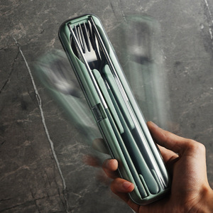 Stainless Steel Chopsticks Spoon Fork Set 3 Pieces Portable Cutlery Box Student Travel Utensils - Product Image 4