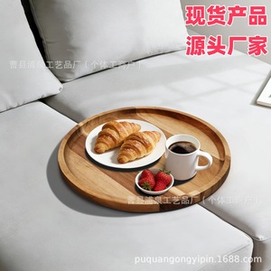 Bandeja de Madera para Sofá, Soporte para Aperitivos y Postres, Control Remoto, Portavasos, Estante Central para Sala de Estar, Estante de Escritorio de Una Sola Capa - Product Image 3