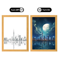 Tableau d'Art Mural Créatif en Acrylique Lumineux à LED avec Animation, Décoration d'Intérieur, Cadre Photo en Bois, Peinture de Paysage Innovante Encadrée