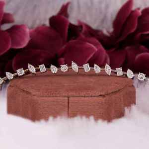 Moissanite Multi Cut Lab Grown Diamond Tennis Bracelet 14K Gold Mixed Shape Wedding Bride Gift Elegant Tennis Bracelet Jewelry - Product Image 5