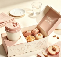 Boîte à biscuits personnalisée de qualité alimentaire avec tasse à café, boîte à gâteaux rectangulaire pliable et recyclable pour café et boulangerie