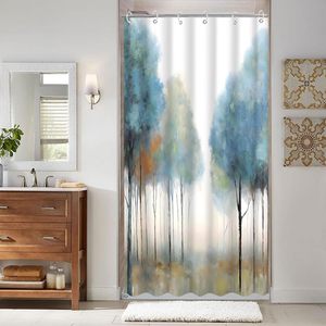 Colorful 3D <b>Tree</b> Shower <b>Curtain</b> Custom Stock Fabric Bathroom Home Decor with Floral Pattern for Bathroom Enhancement - Product Image 2