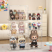 Boîte de Présentation Figurines Labubu Meuble Vitrine en Vinyle avec Rangement Acrylique et Housse Anti-Poussière Housse de Protection en Plastique Haruno