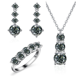 <span class=keywords><strong>Set</strong></span> Perhiasan Moissanite Bersertifikat GRA, Perak 925, Anting Panjang Moissanite, Cincin, Kalung Rantai Bertabur Batu, Liontin, dan Aksesoris untuk Wanita - Product Image 4