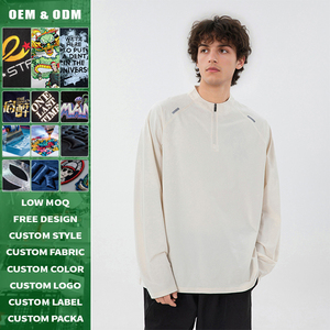 T-shirt de performance à col montant personnalisé, demi-zip, manches longues, pour homme, maillot sportif, protection solaire réfléchissante, respirant, séchage rapide, athlétique - Product Image 1