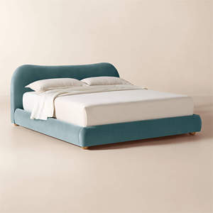 Modern Solid Wood Soft <b>Bed</b> Upholstered <b>Platform</b> <b>Bed</b> Frame King Size Oak - Product Image 1